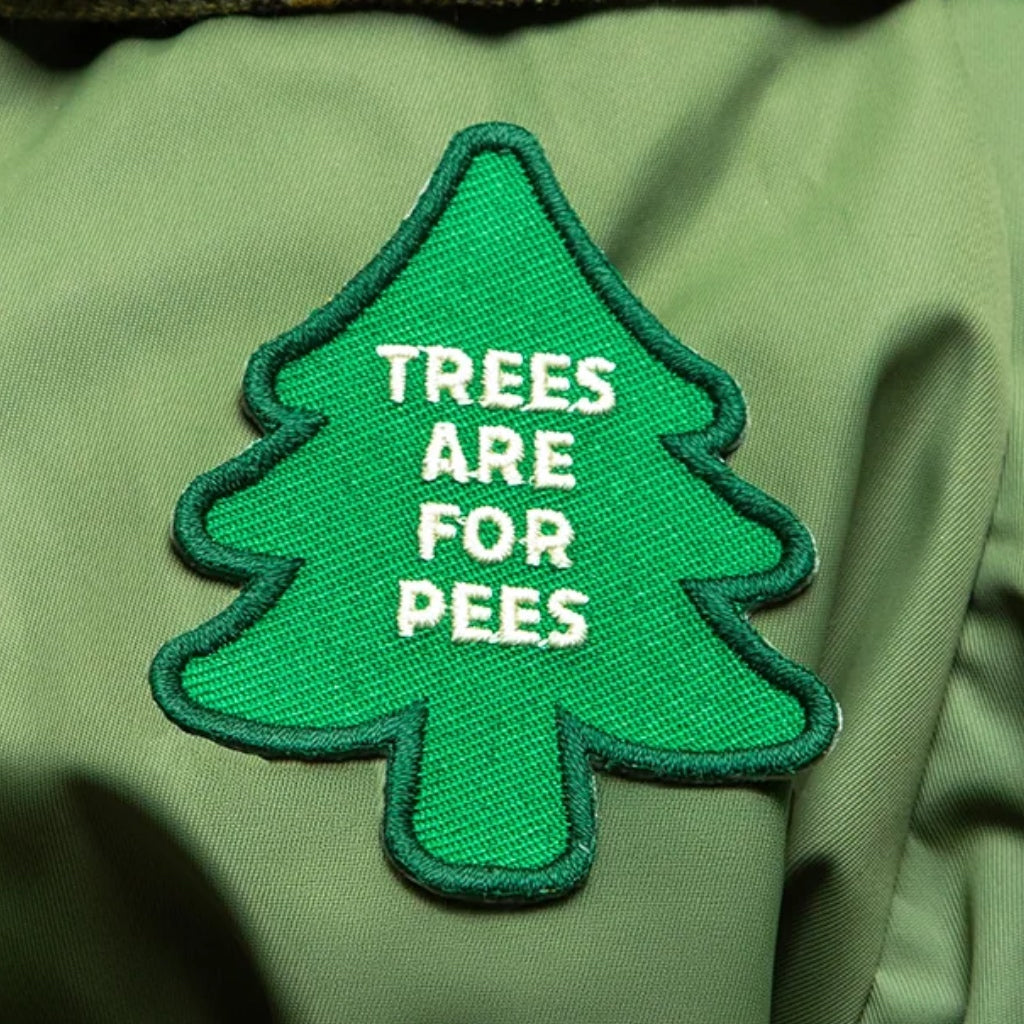 Trees are for Pees iron-on patch for dogs and cats