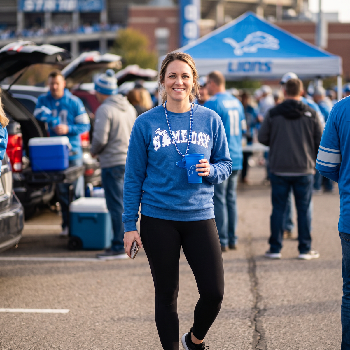 Detroit Football Game Day Sweatshirt, worn by a model