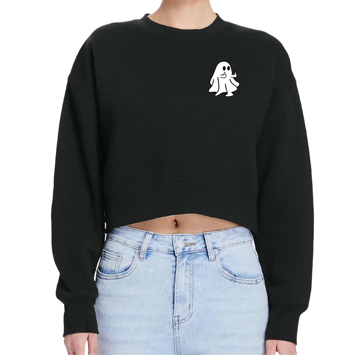 I Ghost People Womens Relaxed Cropped Crewneck Sweatshirt