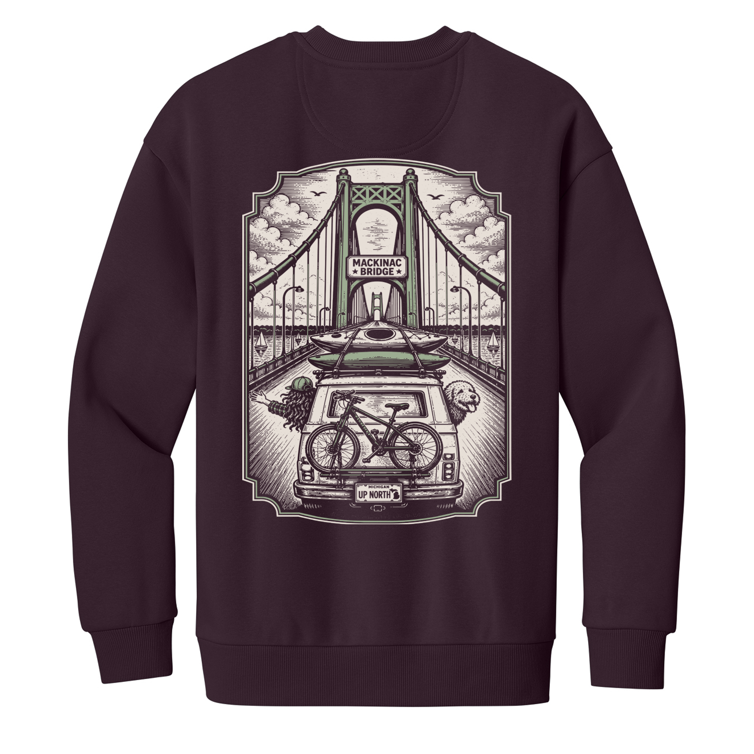Up North Mackinac Bridge Road Trip Sweatshirt