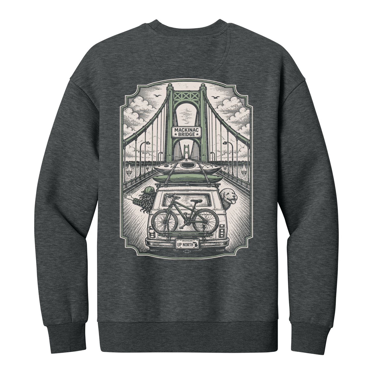 Up North Mackinac Bridge Road Trip Sweatshirt