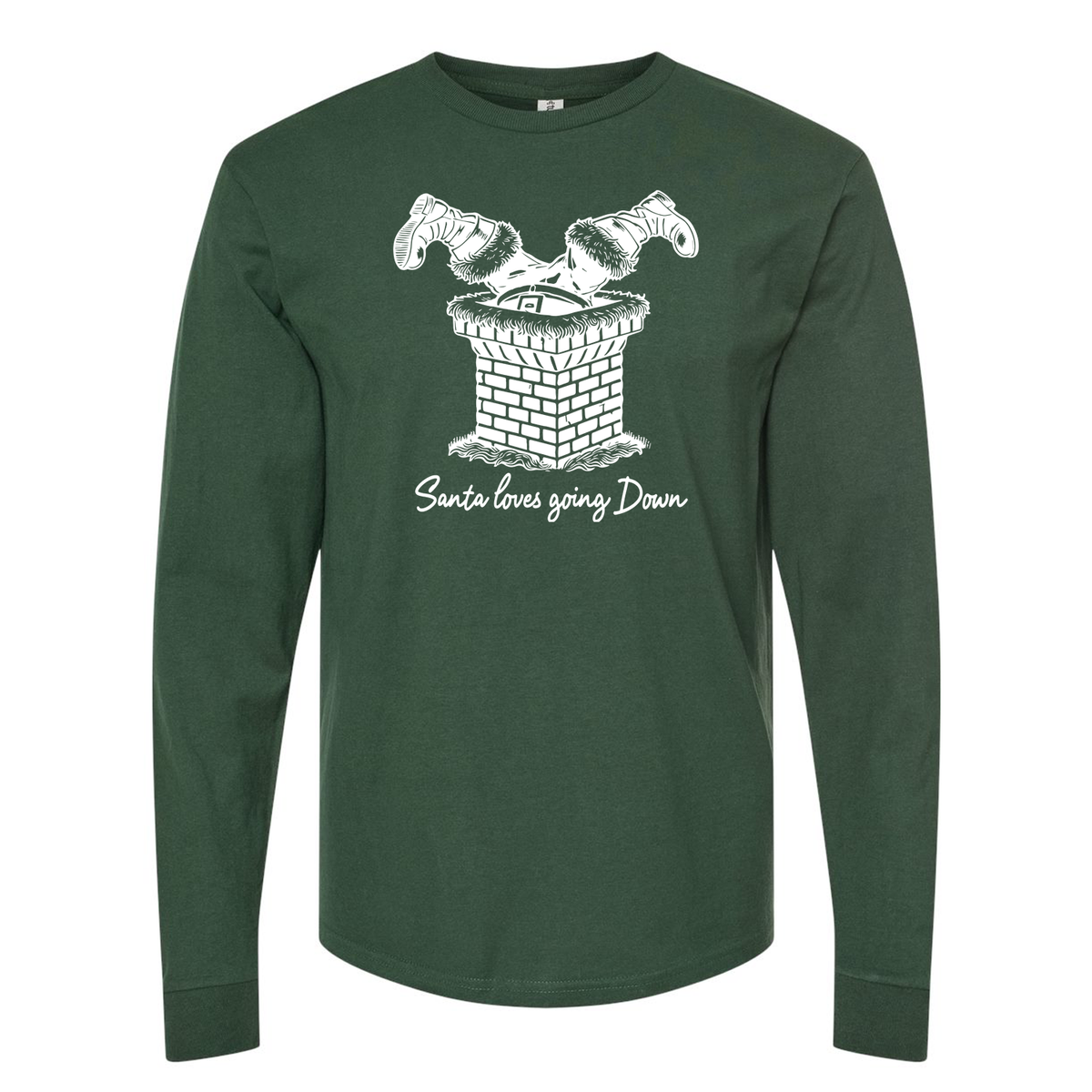 Santa loves going Down long sleeve in green