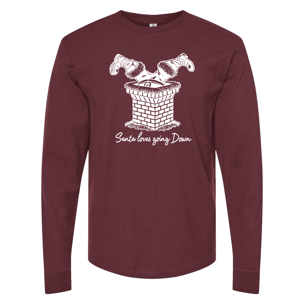 Santa loves going Down long sleeve in red