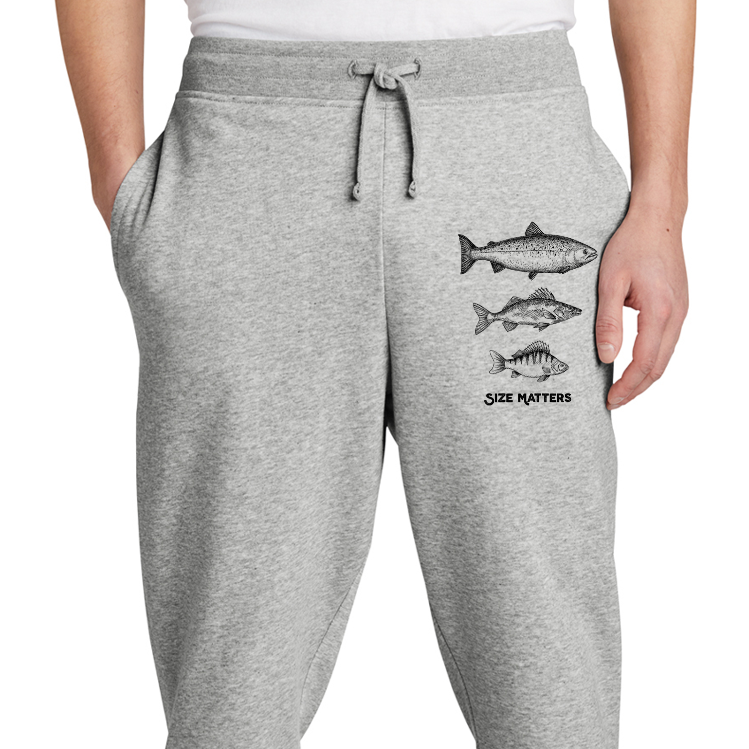Size Matters Fishing Gray Sweatpants