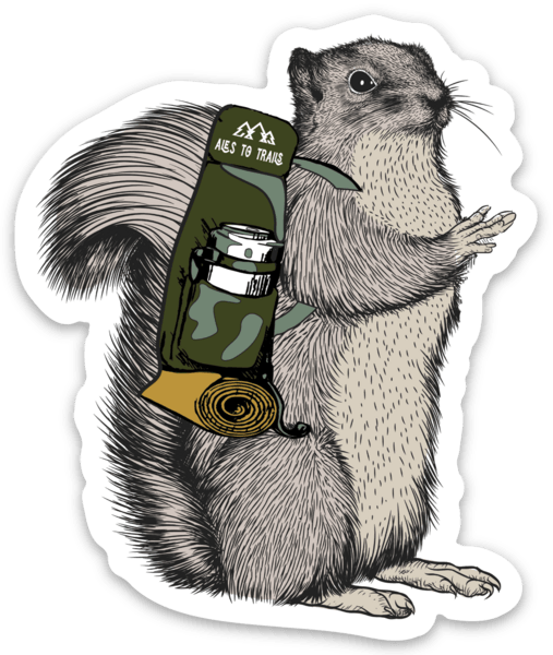 Squirrel Hiker Decal - Ales to Trails