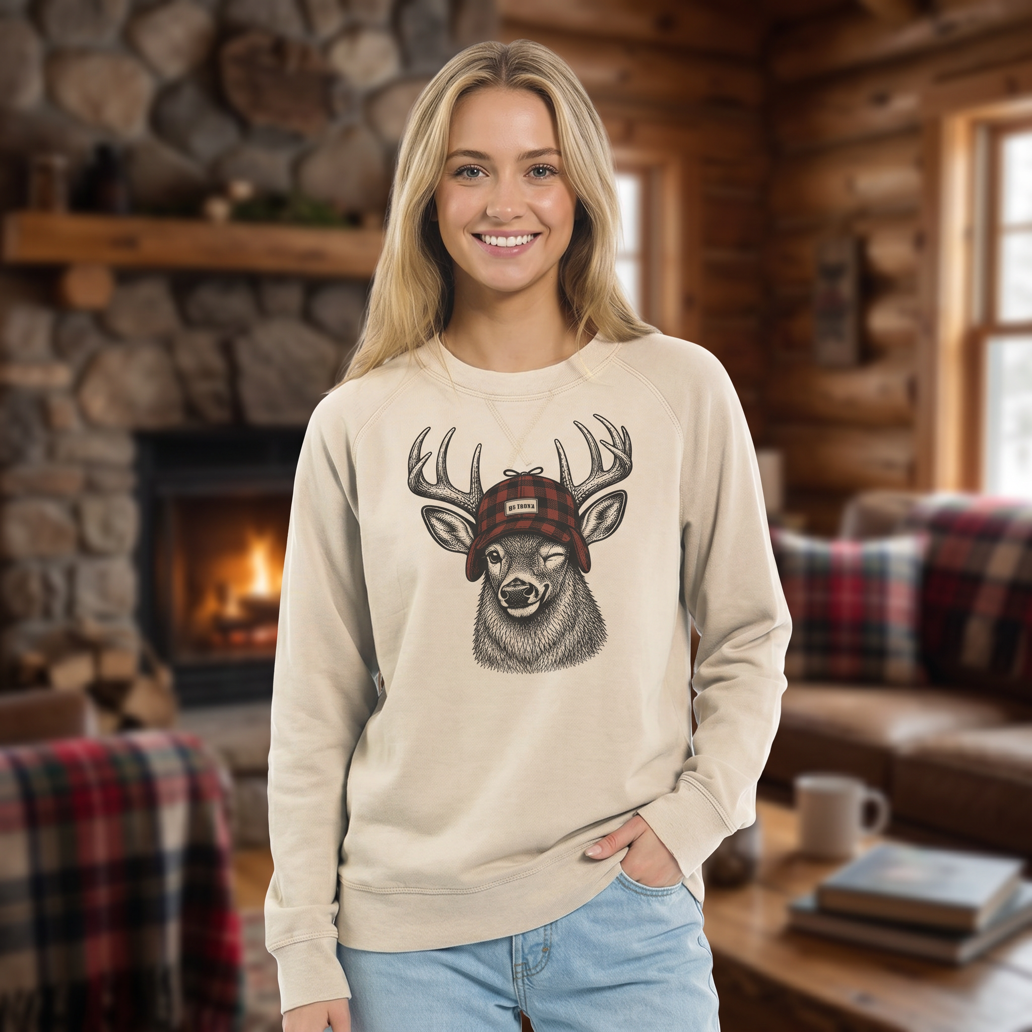 Stormy Plaid Up North Buck Sweatshirt