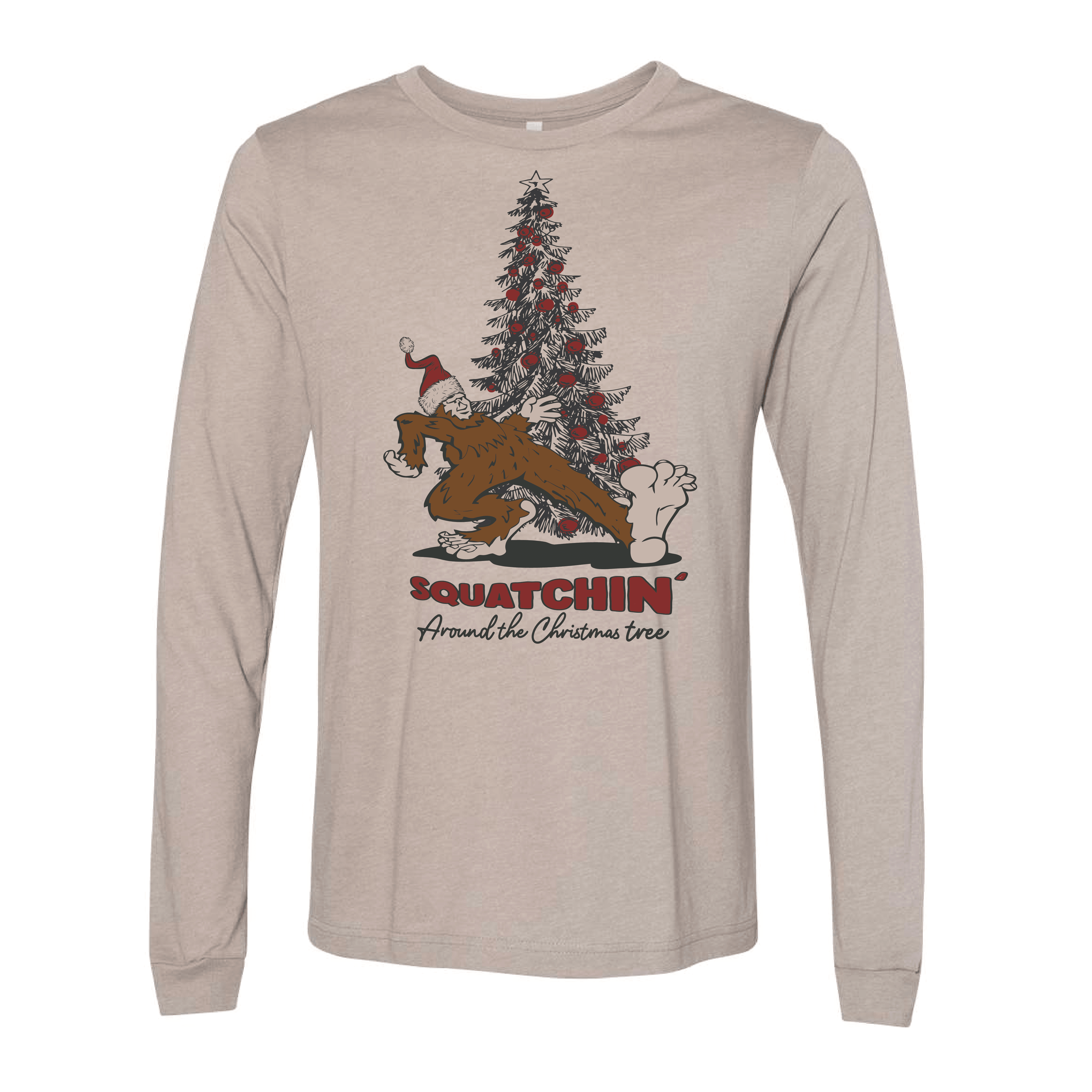 Sasquatch Squatchin' Around the Christmas Tree T-Shirt - Ales to Trails